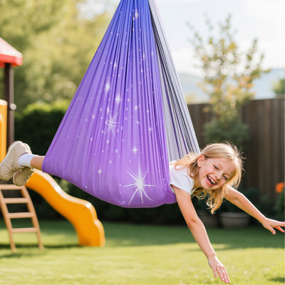 360 Rotating Sensory Swing, Double - Layer Spandex, Indoor And Outdoor Ceiling Holds 300Lbs, Soft Fabric For Peaceful Moments Adjustable Aerial Yoga , Rotating, Fabric, Indoor/Outdoor, Improves