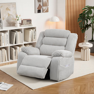 Alphonse Power Reclining Chair with Massage and Seat Heating, 270° Swivel and Glider Rocker Nursery Armchair W/USB Ports, Corduroy Upholstered by Mercer41