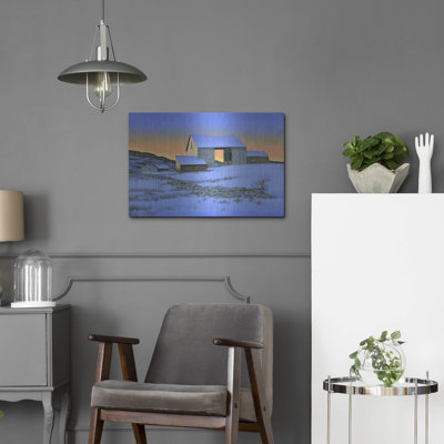 «Last Light Winter Blues» par Michael Fratrich, art mural en métal, 24 po x 16 po