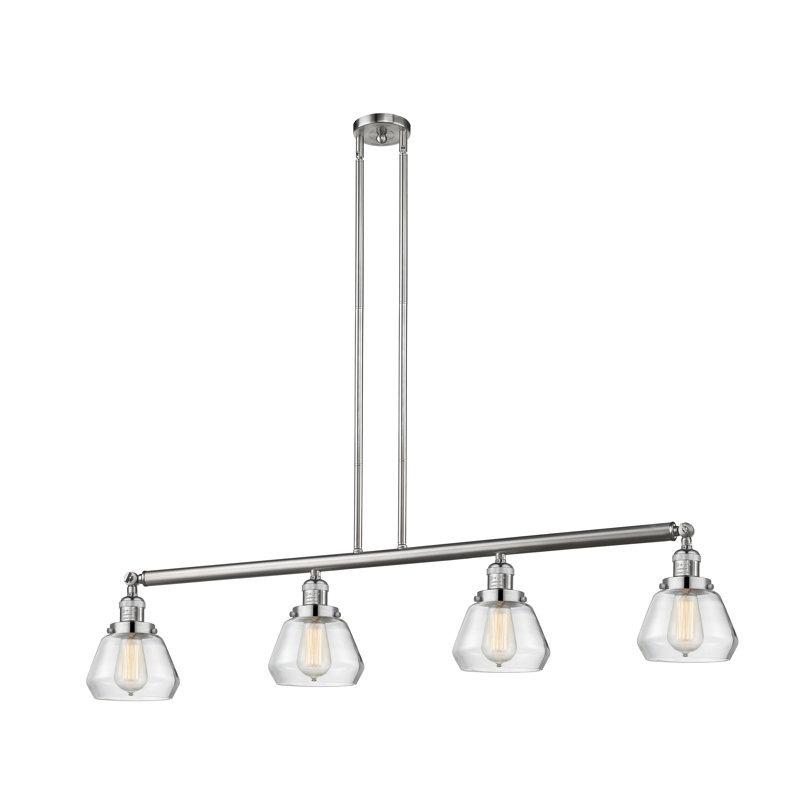 Luminaire suspendu pour îlot de cuisine 4 lumières Leininger, Transparent, Chrome poli