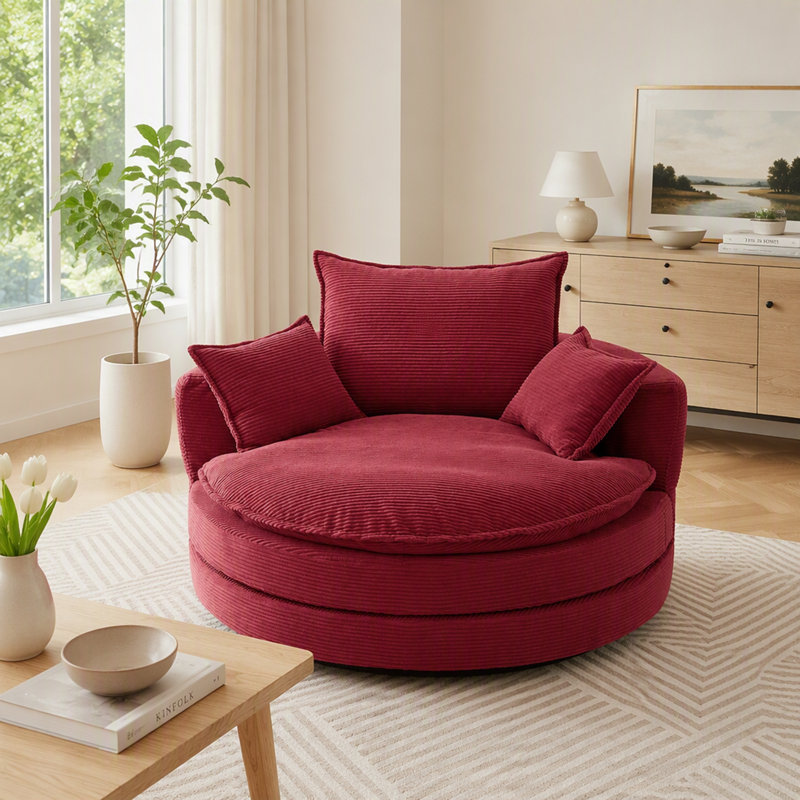 Canapé pivotant à 360 ° avec coussin double couche et coussins amovibles pour un confort et une polyvalence ultimes