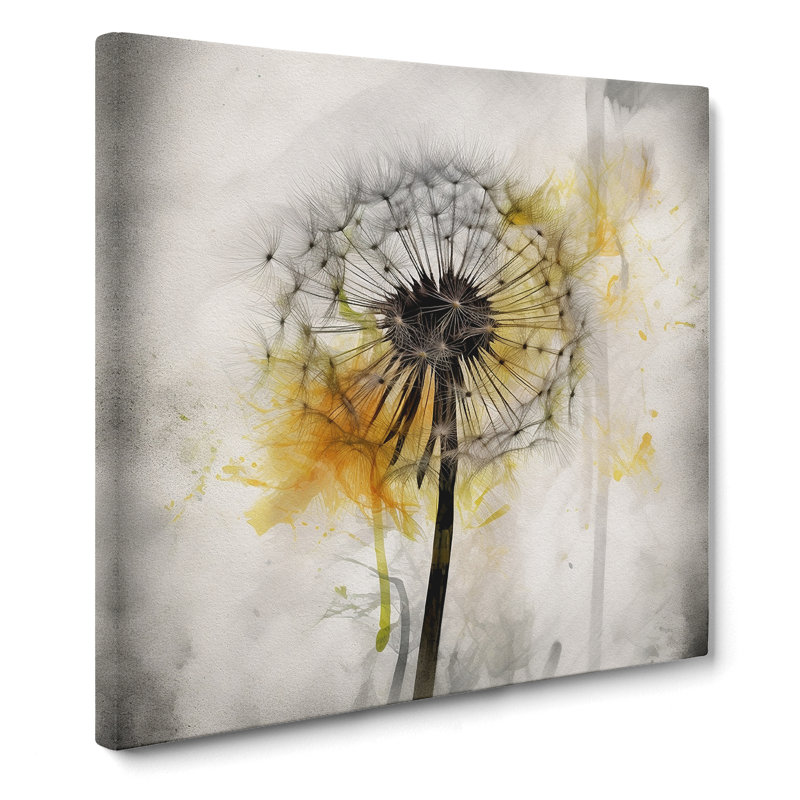 Dandelion Gestural Art No.1 - Wrapped Canvas