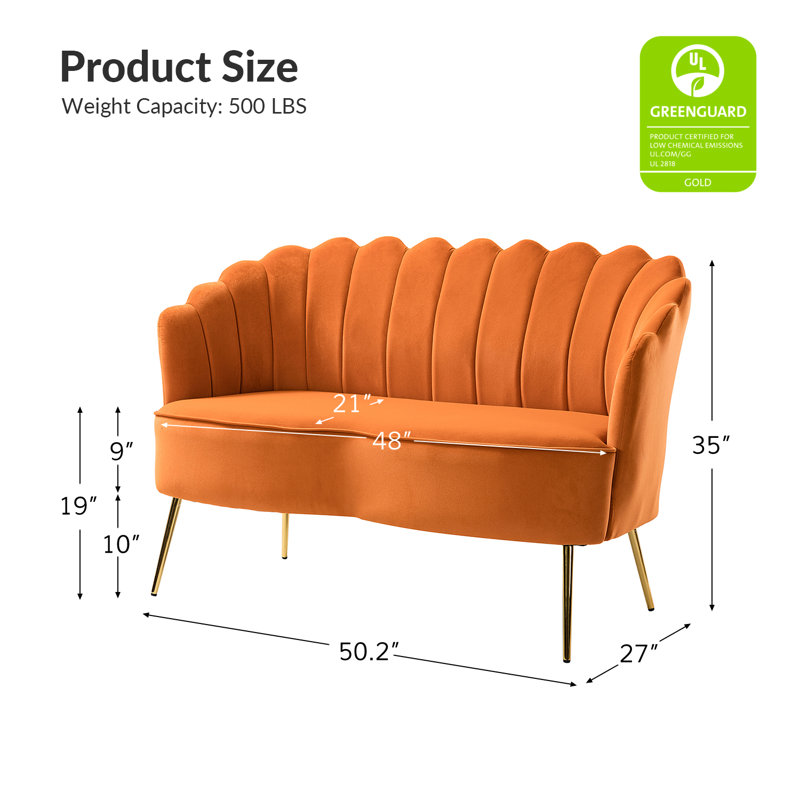 Causeuse Hendrix, Velours orange
