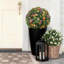 2 Pack Artificial Boxwood Topiary Ball,  Artificial Flowers Outdoor, Fake Plants Plastic Shrubs Faux Evergreen Greenery for Front Door Garden Indoor Home Decor