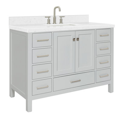 Cambridge 48.25'' Single Bathroom Vanity with Carrara Quartz Top