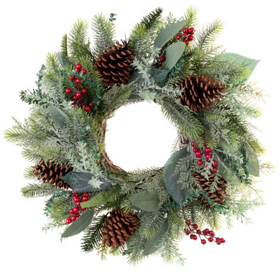 Winter Frost Faux Lighted 24'' Wreath