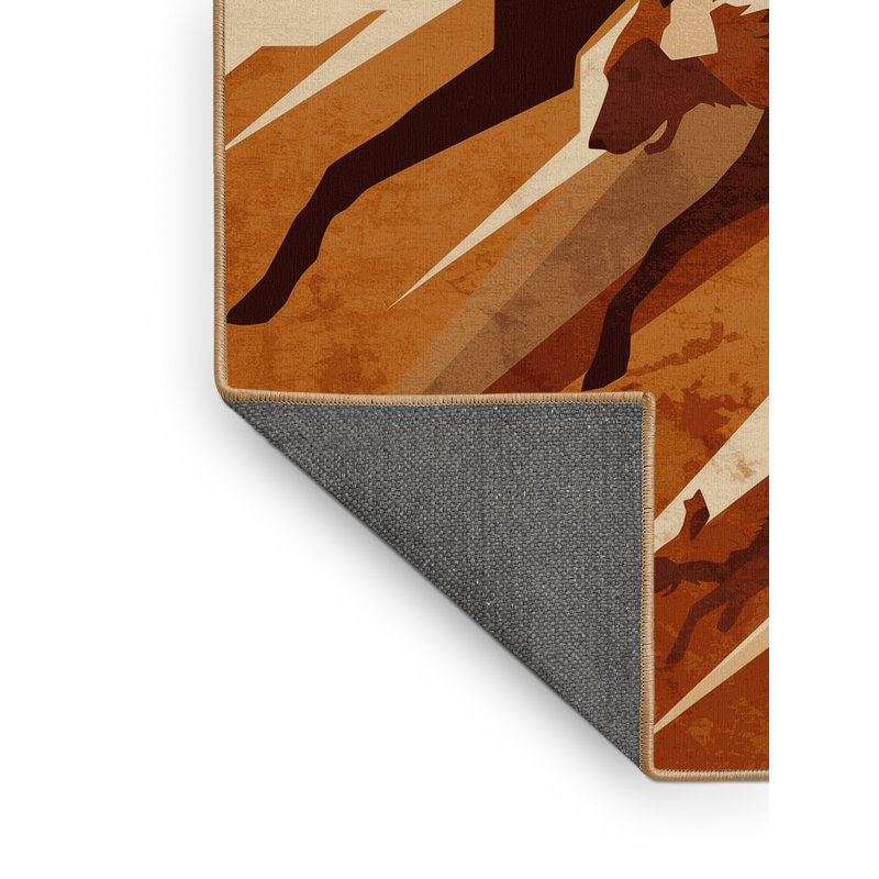 Tapis moelleux doux et moelleux à motif abstrait de chien sauvage d'Afrique en brun - reliure brun clair, 5 x 8