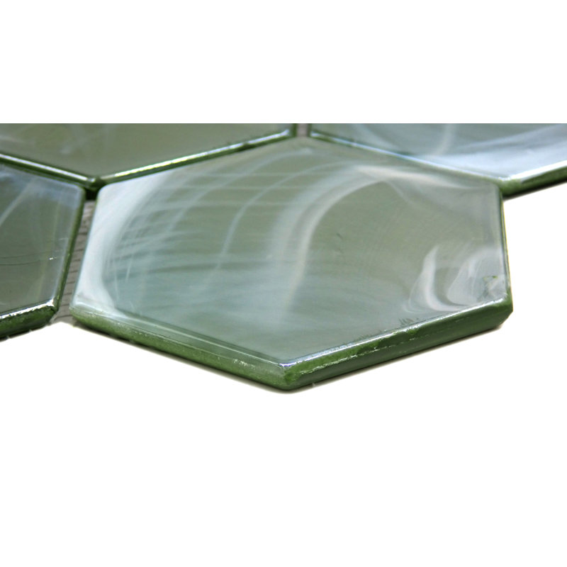 Splash™ Moss 10" x 10" Glass Honeycomb Mosaic Tile, Moss