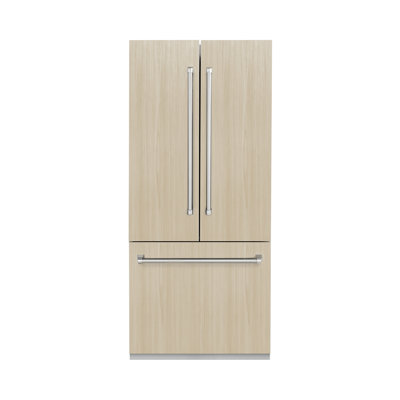 ZLINE 36 in. 19.6 cu. ft. Panel Ready French Door Built-In Bottom Freezer Refrigerator with Water Dispenser and Ice Maker with Graphite Gray Interior (GRBIV-36)