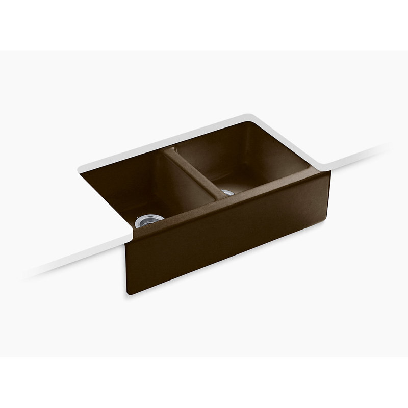Évier de cuisine campagnard à tablier frontal L 33 po x l 22,125 po Hawthorne™, Noir / brun clair