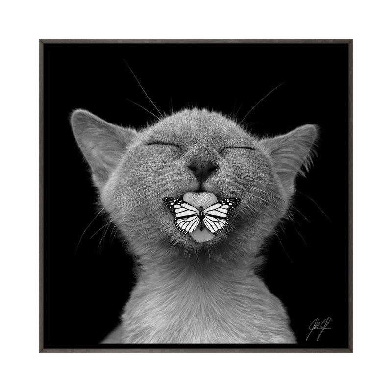 Baaahhh par Kathrin Federer - impression d'art graphique, H 18 po x l 18 po x 1,5 po, Toile encadrée de bois rustique foncé