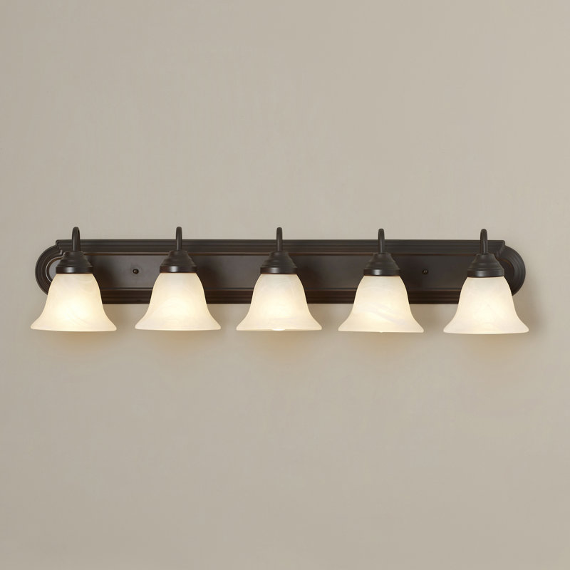 Mandu 5 - Light Dimmable Vanity Light, Marble/Oil Rubbed Bronze