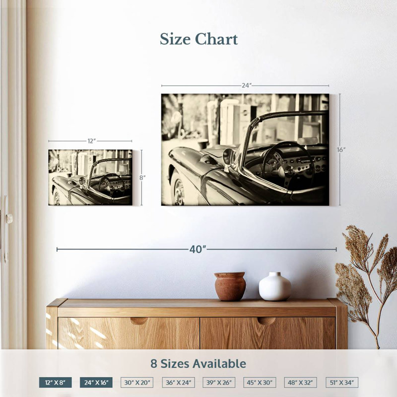 Mehar Classic Car Sepia, 16" H x 24" W