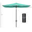 Parasol de patio rectangulaire de 6,5 pi x 10 pi, protégé, manivelle simple et inclinable, parasol bleu sarcelle pour patio, housse de protection, inclinaison réglable facile,