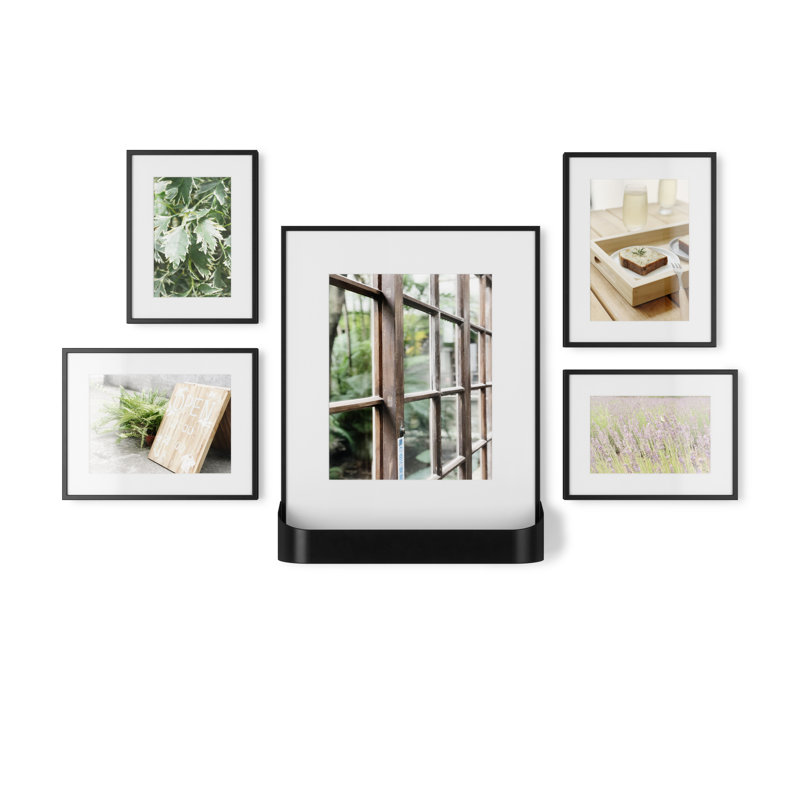 Downey Black Picture Frame - Set of 5 with Mat