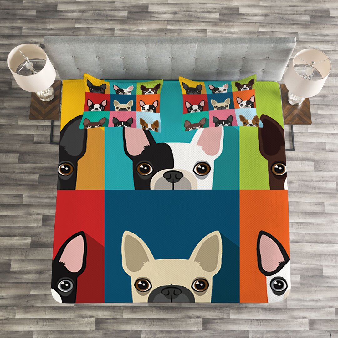 Gestepptes Bettdecken-Set, Terrier Portrait, Pop Art, Mehrfarbig