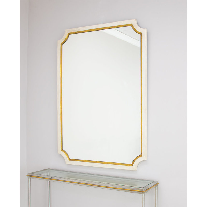 Tulip Rectangle Wall Mirror, Antiqued White/Gold Leaf