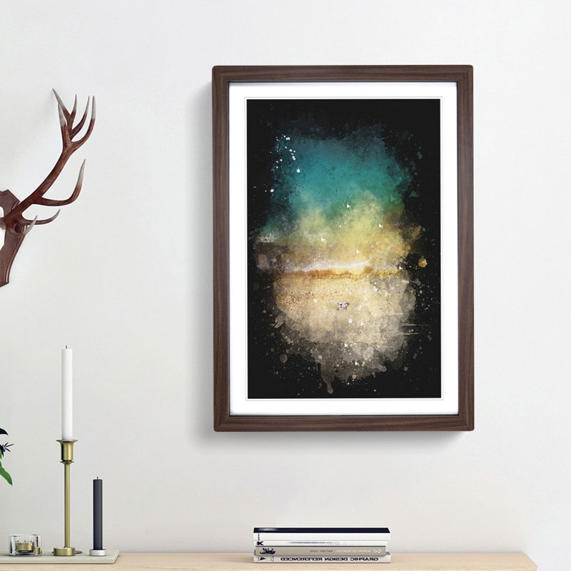 Aerial View of Brighton Beach - Picture Frame Graphic Art Print, 87cm H x 62cm W x 2cm D, Walnut Framed