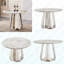 Table de salle à manger ronde en marbre de 47 po, table de cuisine moderne avec plateau en faux marbre ultrabrillant et base en acier inoxydable pour la salle à manger, cuisine (argent, blanc) (table seulement)-293409745-293409744