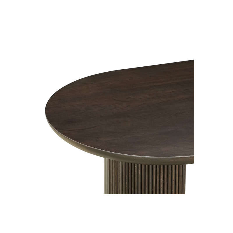Dining Table Oak Oval Dining Table, Dark Coffee, 30"H x 110"L x 39"W