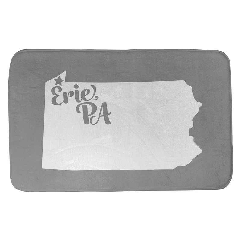 Memory Foam Non-Slip Bath Rug, 21" W x 34" L, Blue, Erie Pennsylvania