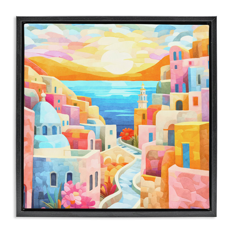 «Pastel Seaside Dreams», art mural encadré flottant par Andrea Haase, Cadre flottant noir de jais, H 18 po x l 18 po