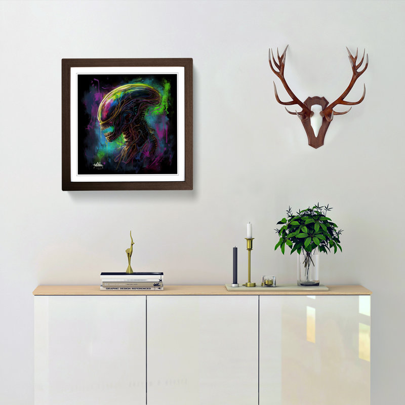 Alien Abstract Art No.1 - Framed Print, Walnut