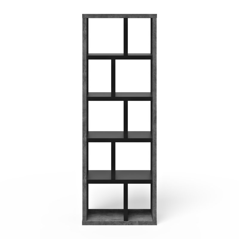 Shanisha 198cm H x 70cm W Library Bookcase, Grey/Black