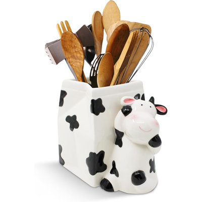 Utensil Holder | Cow Gifts For Women | Cow Stuff Print Kitchen Crock Storage | Accessories Decoration | Cute Gifts For Women | La Vaca Animal Cow Deco
