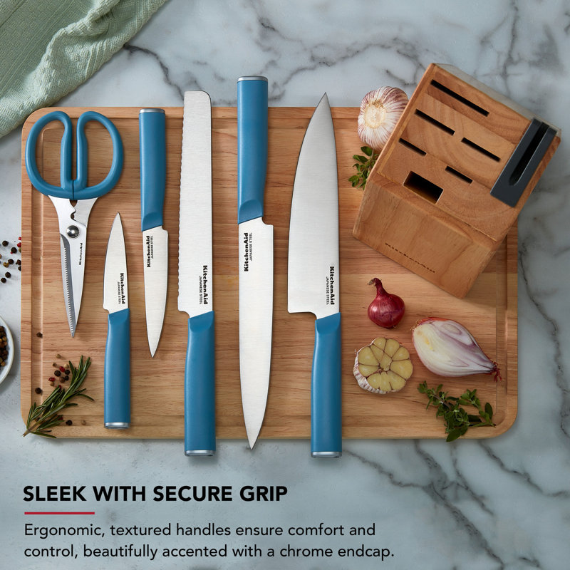 Kitchenaid Classic Knife Block Set, 7 Piece, Light Blue