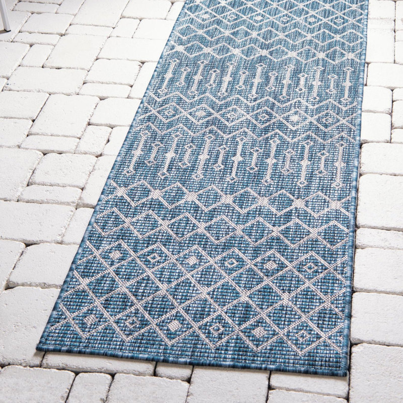 Innsbrook Southwestern Power Loom Teal Indoor/Outdoor Area Rug, Runner 2' x 5'1"