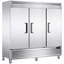 Congélateur commercial Coolake de 82 po de largeur avec 3 portes solides, congélateur droit en acier inoxydable de 72 pieds cubes avec éclairage à DEL, congélateur à ventilateur pour la zone de préparation de la cuisine du café-restaurant