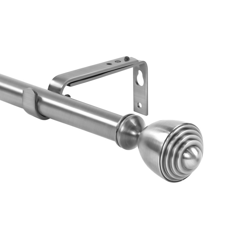 Adeline Steel Adjustable Single Curtain Rod, 28" - 48" W, Brushed Steel