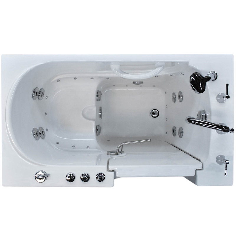 Prairie 45.75'' x 26'' Fiberglass Bathtub with Faucet, Right, White