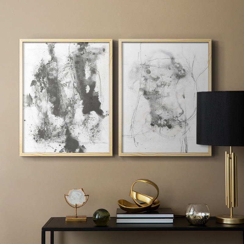Graphite Abstract III - reproduction encadrée de qualité supérieure - prête à être accrochée - aucun clou requis - aucun clou requis