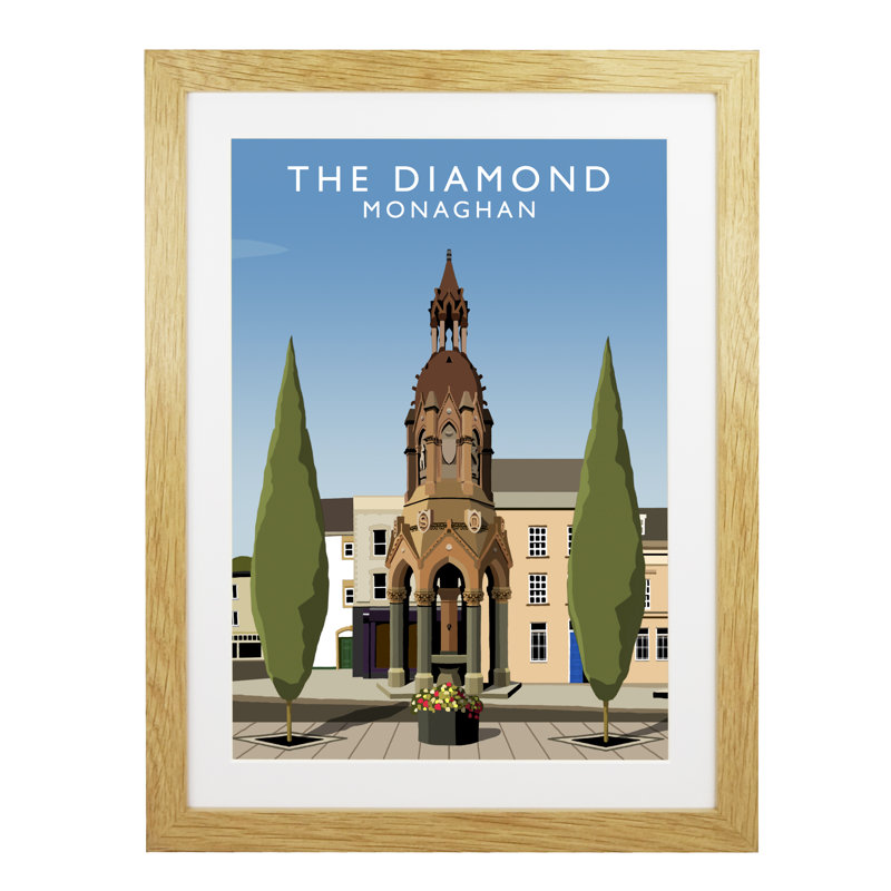 The Diamond Monaghan 1 Piece Wall Art, 54 cm H x 44 cm W x 2.2 cm D, Oak Wood Frame