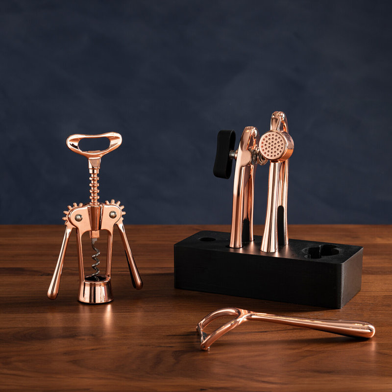 Symple Stuff Paragon 5 Utensil Set, Rose Gold