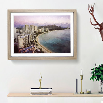 Dusk View of Waikiki Beach - Picture Frame Graphic Art Print