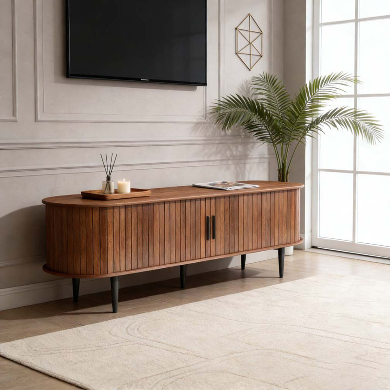 Meuble télé 47 po avec armoire moderne, Noyer