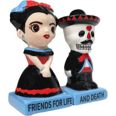 Day Of The Dead Friends For Life & Death Sugar Skull Dancers Salt Pepper Shakers