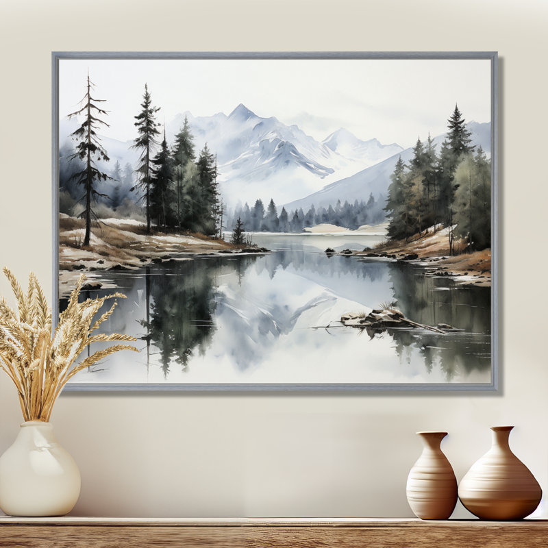 Vert, bleu, minimalisme, forêt, réflexion silencieuse - minimalisme, art mural, H 12 po x l 20 po x P 1 po