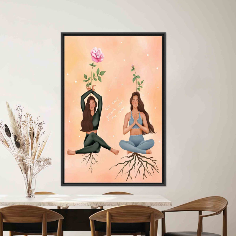 Art mural yoga filles, art méditatif, art mural, art mural beige, art moderne, H 30 po x l 22 po, Blanc