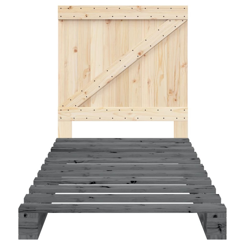 Otome Solid Wood Bed, Grey, EU Single - 90 x 200 cm