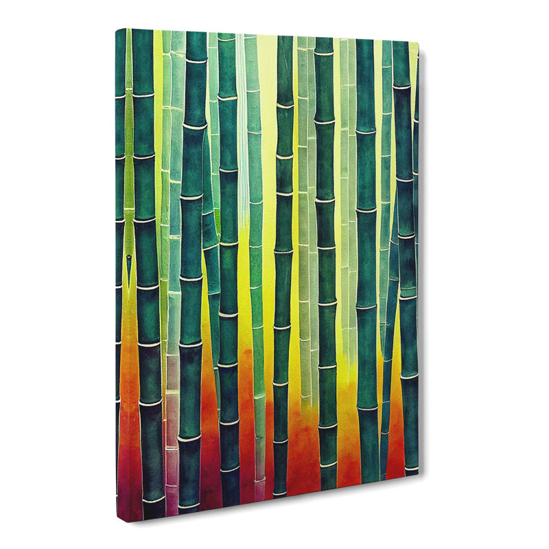 Watercolour Bamboo Forest - Wrapped Canvas, 76cm H x 50cm W x 3cm D