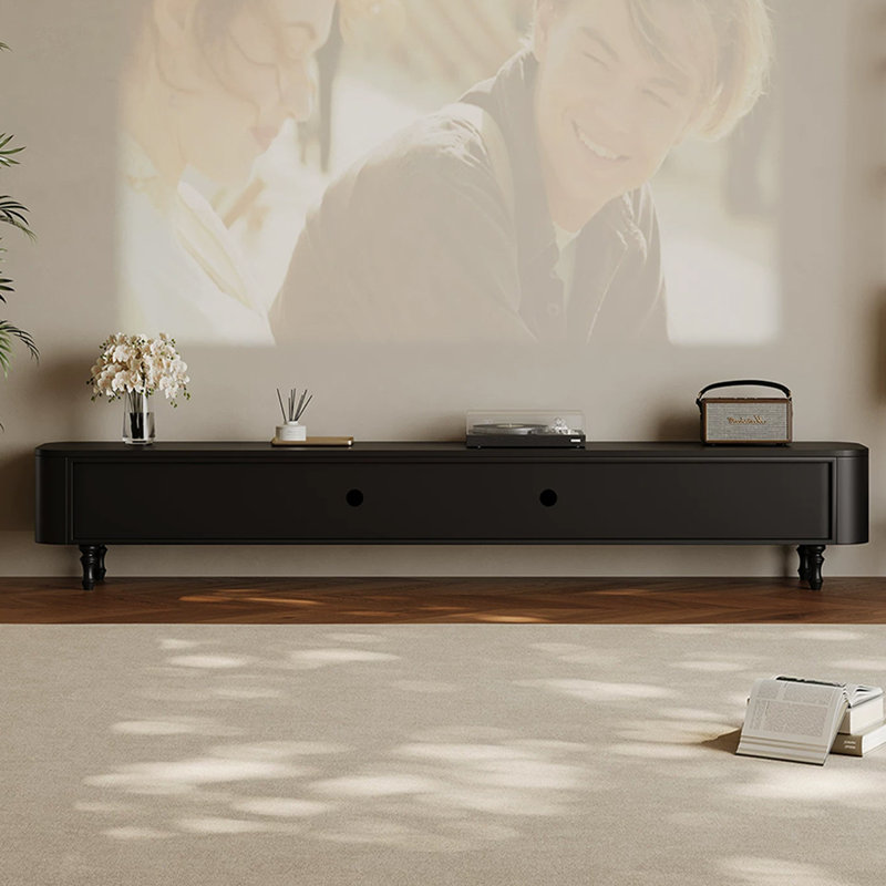 Meuble télé rétro en bois manufacturé noir, 78.74