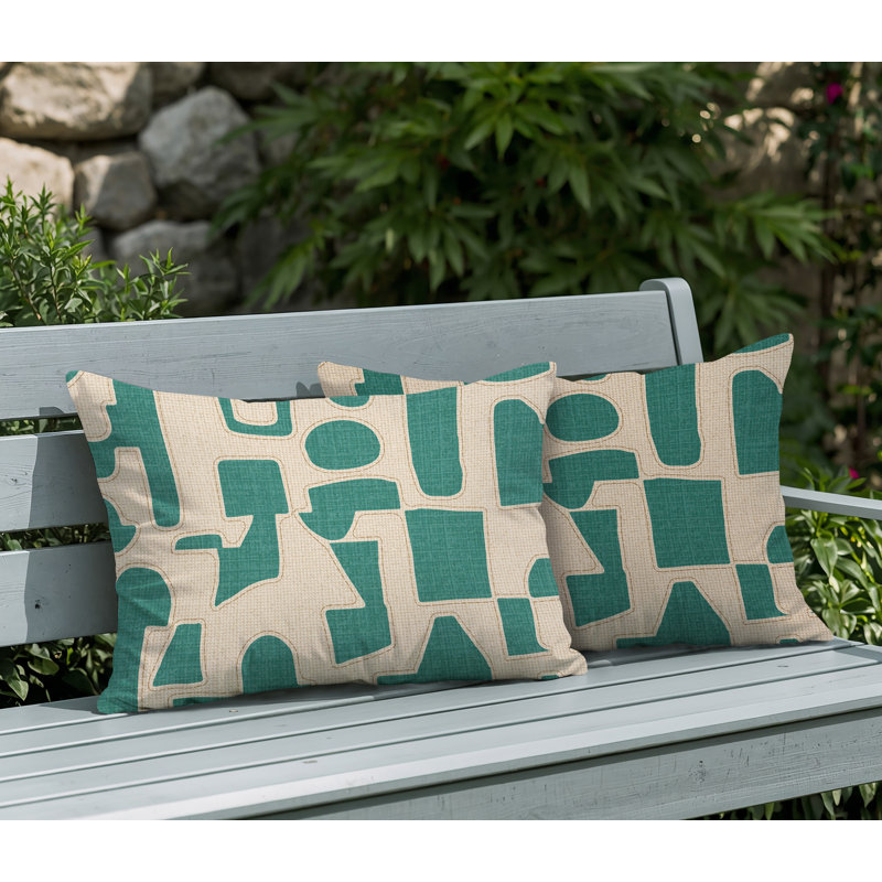 Coussin intérieur / extérieur réversible Jara, 25 x 18, Sarcelle