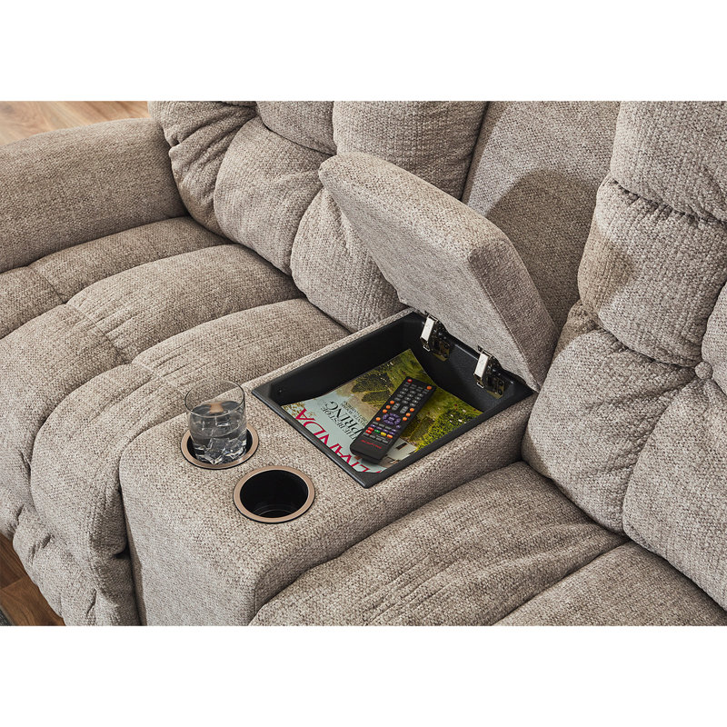 Upholstered 67'' Reclining Loveseat, Ivory