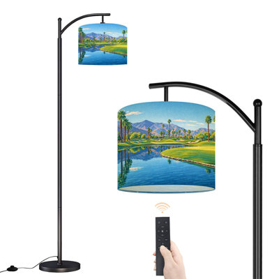 Arc Floor Lamp with Adjustable Lampshade Golf course Palm Springs California Standing Lamp 3 Color Temperatures Dimmable Tall Pole Lamp with Foot Switch for Bedroom