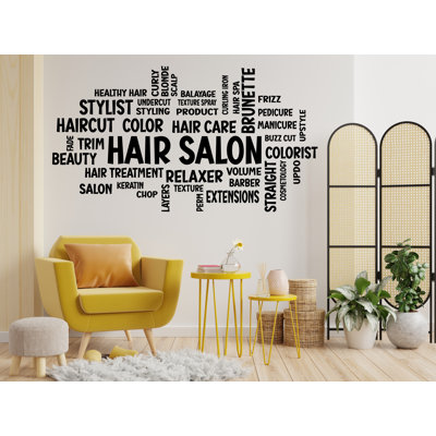 Adhésif décoratif nuage de mots sur mesure pour salon de coiffure