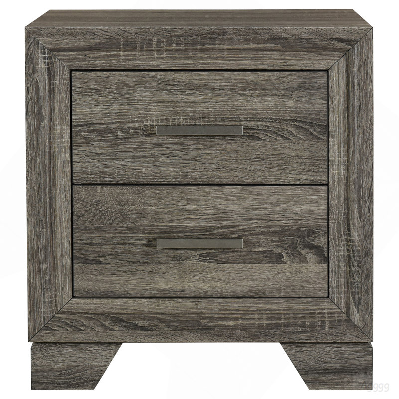 Funston Brown Oak 2-drawer Nightstand Bedside Table